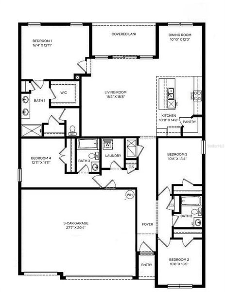2D floor plan layout of this home in Balm Grove, Wimauma, FL (Image 3).