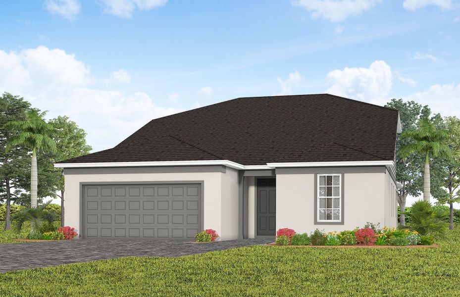 Representative exterior photo of a completed home built from the Mystique Grand by Del Webb in Del Webb Lakehaven, Clermont, FL (Image 20).