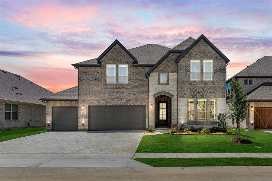 Front exterior of a new home in Chaparral Park, Oak Point, TX, highlighting curb appeal (Image 2). Front exterior of a new home in Chaparral Park, Oak Point, TX, highlighting curb appeal (Image 2).