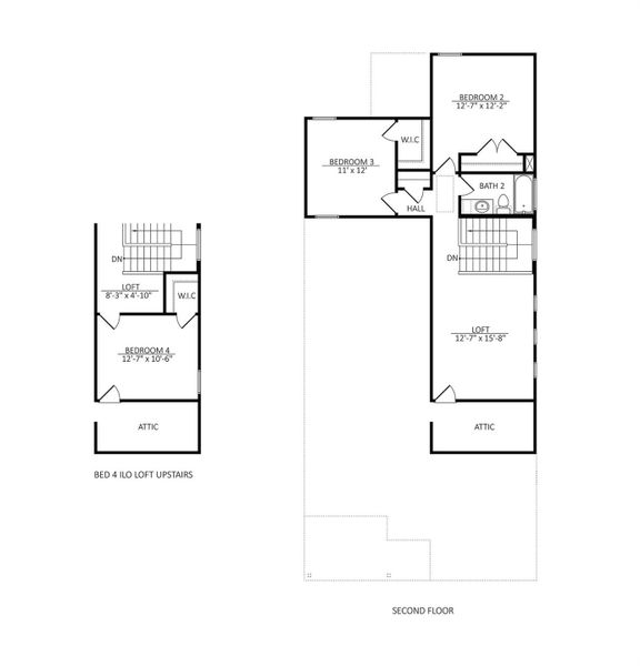 2D floor plan layout of this home in The Porch at Du Pre, Buda, TX (Image 5).