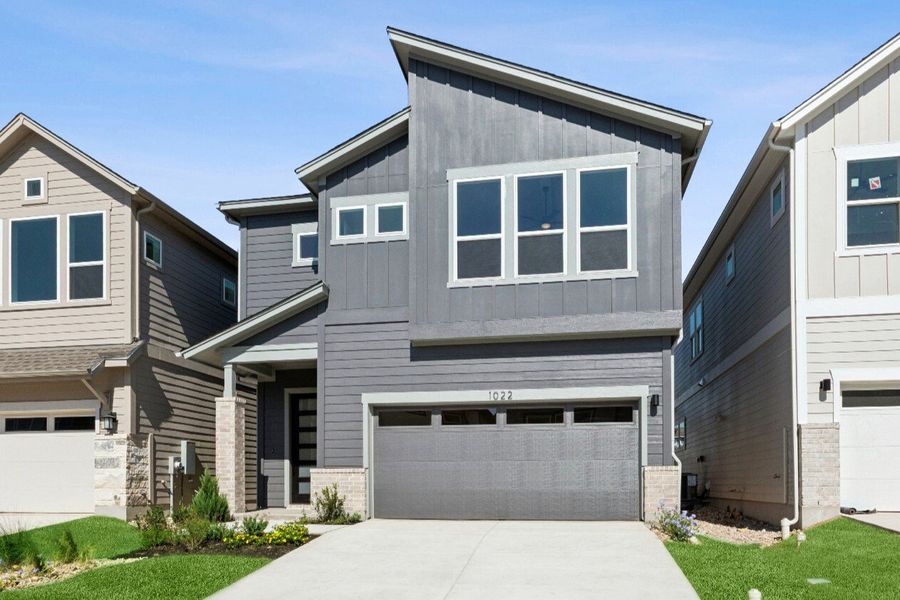 Exterior details and patio area of a home in Easton Park – Nelson Village - Haven Series, Austin (Image 22).