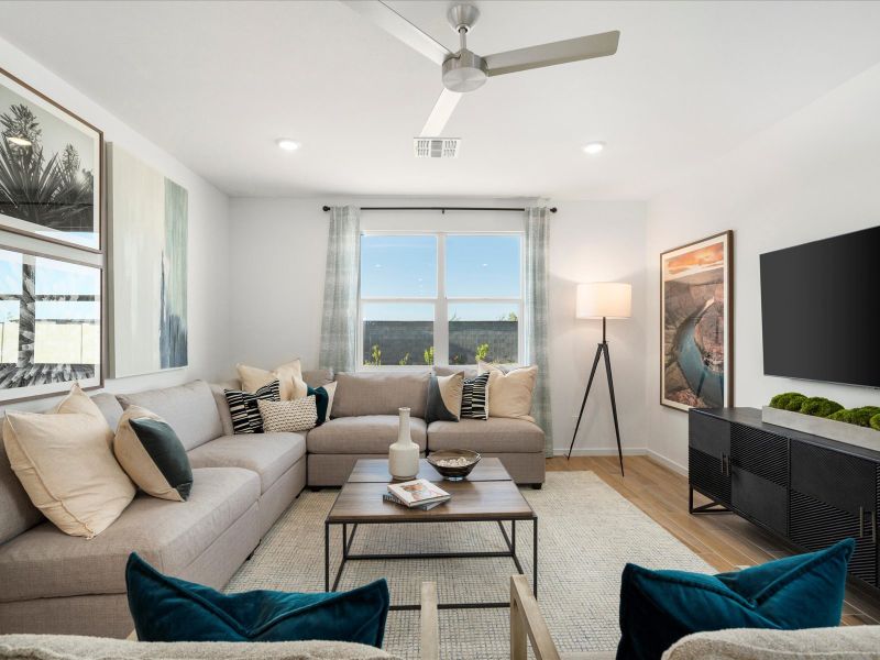 Living Area in Arlo floorplan modeled at Abel Ranch