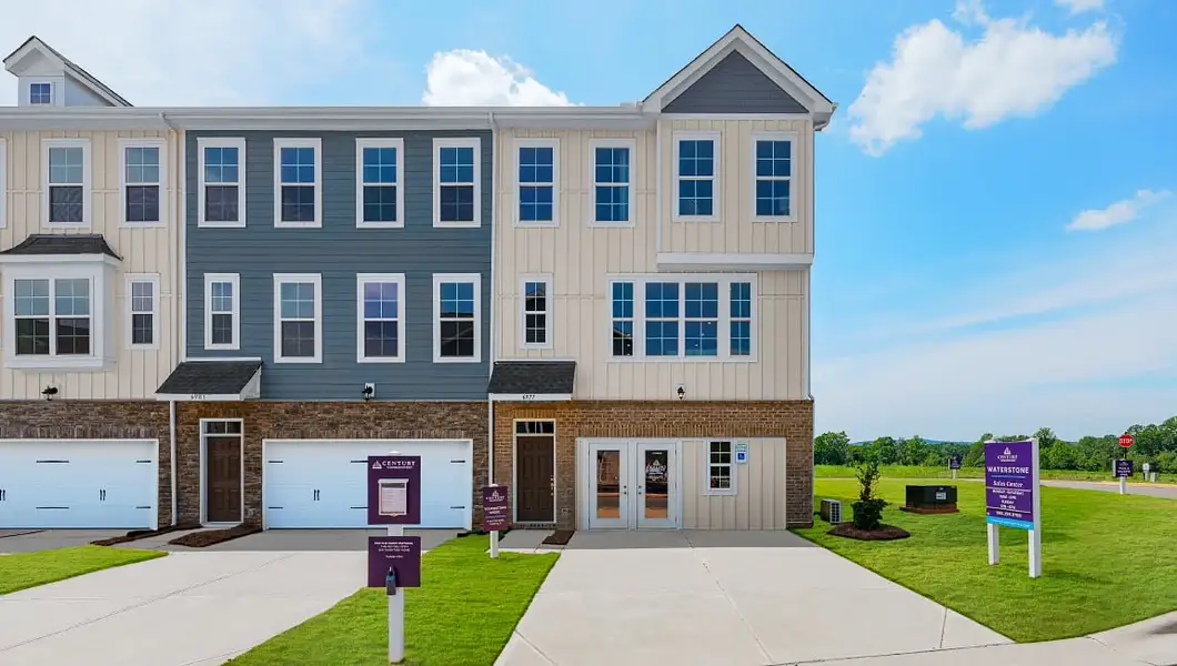 Representative exterior photo of a completed home built from the Youngstown Townhome by Century Communities in Front Load Townhomes at Waterstone, Sherrills Ford, NC (Image 1).