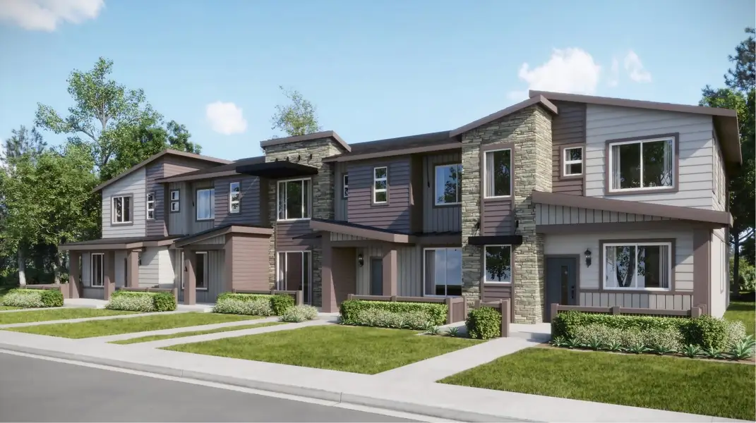 Front exterior of a new home in Parterre, Thornton, CO, highlighting curb appeal (Image 1). Front exterior of a new home in Parterre, Thornton, CO, highlighting curb appeal (Image 1).