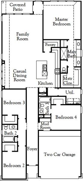 2D floor plan layout of this home in Wolf Ranch, Georgetown, TX (Image 4).