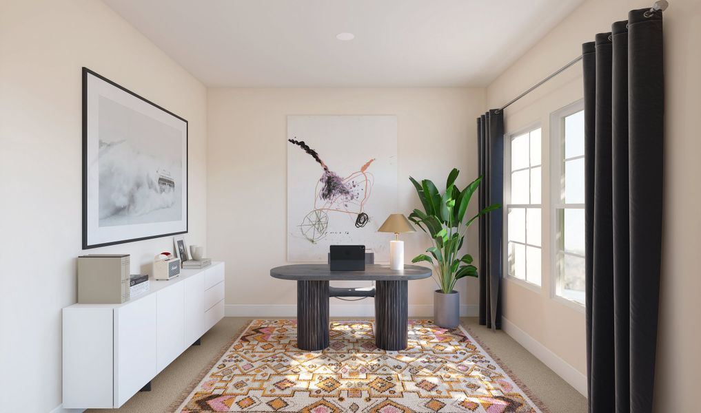 Private home office with double barn doors Private home office with double barn doors