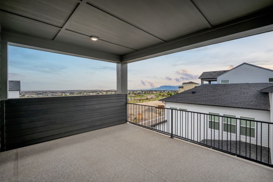 Exterior details and patio area of a home in Elevate at Wolf Ranch, Colorado Springs (Image 3).