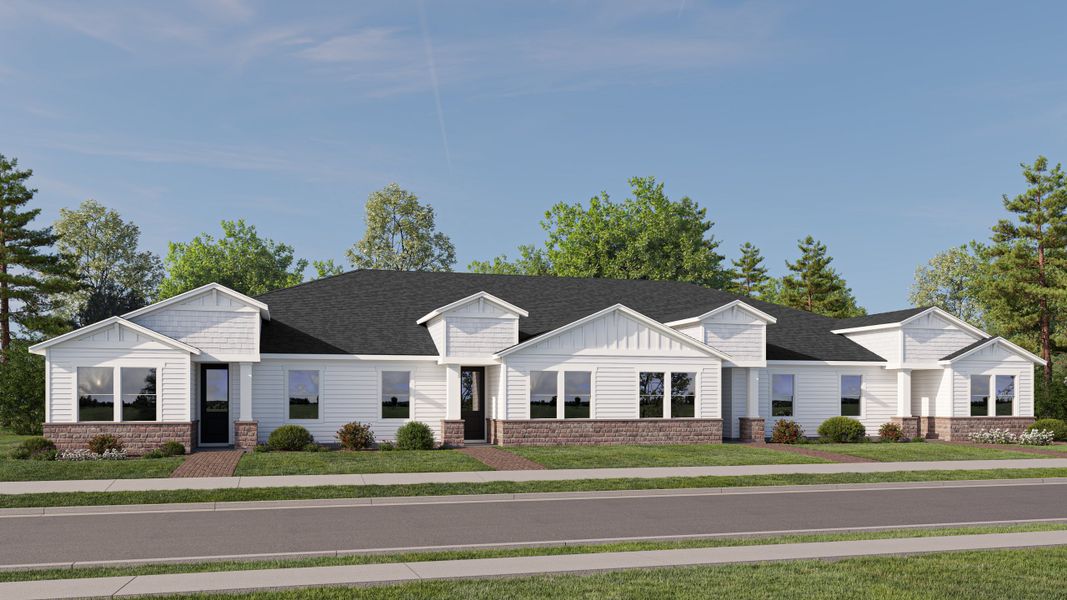 Front exterior of a new home in Sanctuary at Wellness Ridge, Clermont, FL, highlighting curb appeal (Image 1). Front exterior of a new home in Sanctuary at Wellness Ridge, Clermont, FL, highlighting curb appeal (Image 1).