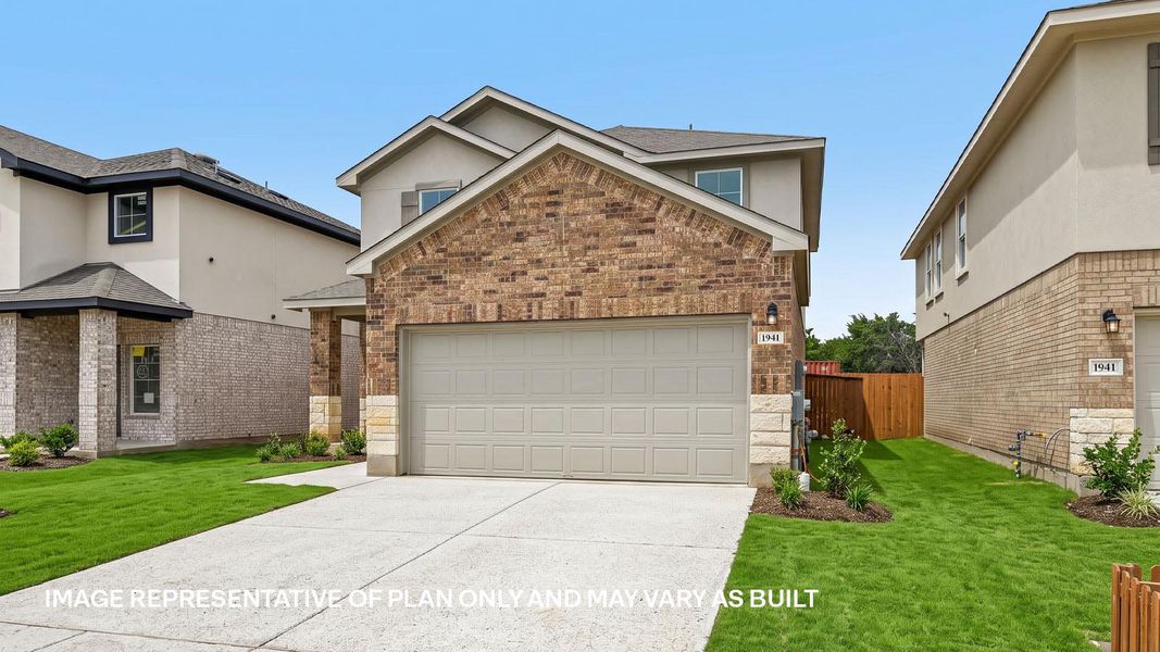 Representative exterior photo of a completed home built from the The Nicole by D.R. Horton in Bar W Ranch, Leander, TX (Image 20).