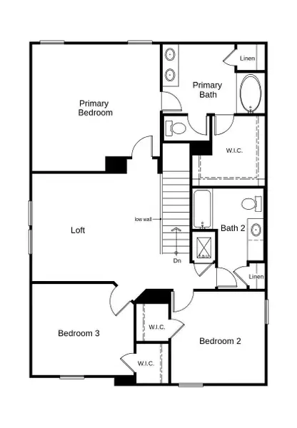 This floor plan features 3 bedrooms, 2 full baths, 1 half bath, and over 2,000 square feet of living space.