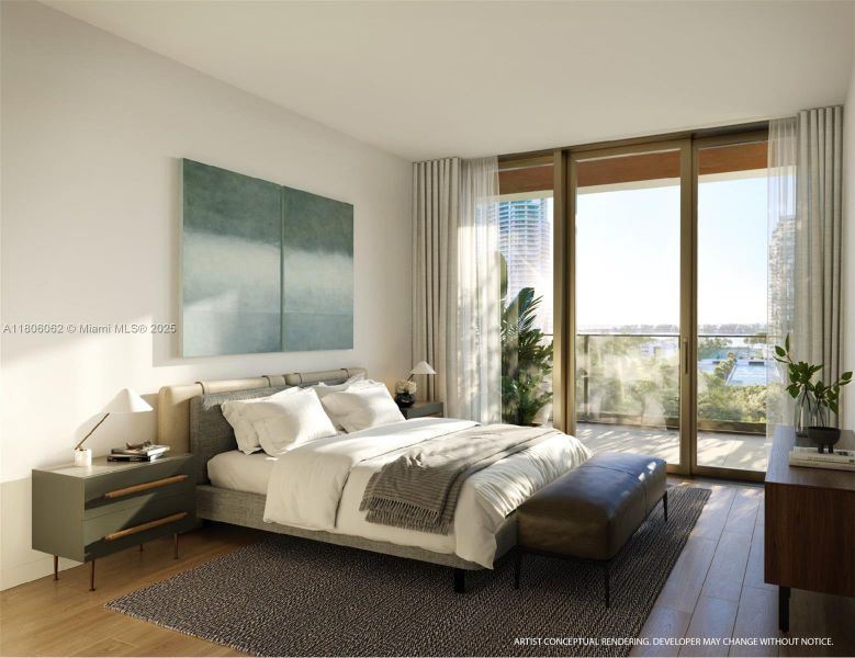Furnished interior view inside a new home in 2200 Brickell, Miami (Image 4).