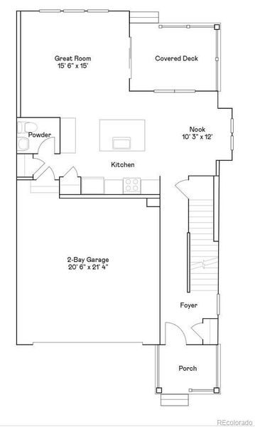2D floor plan layout of this home in Parterre: Paired Homes, Thornton, CO (Image 3).