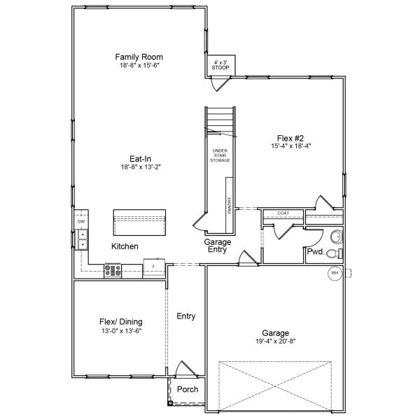 2D floor plan layout for the Wilkinson - Genesis Value Collection by Mungo Homes in Killians Crossing, Blythewood, SC (Image 4).