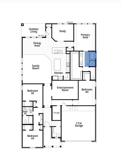 2D floor plan layout for the Oxford Plan by Highland Homes in Wildrye, Waller, TX (Image 4). 2D floor plan layout for the Oxford Plan by Highland Homes in Wildrye, Waller, TX (Image 4).