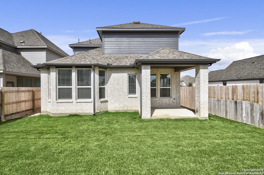 Exterior details and patio area of a home in Legacy at Lake Dunlap: 40ft. lots - (A), New Braunfels (Image 19).