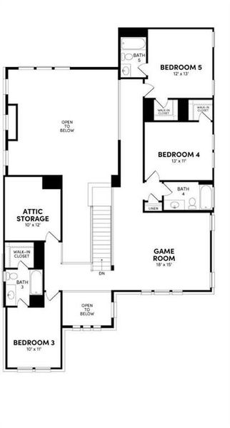2D floor plan layout of this home in The Grove Frisco, Frisco, TX (Image 4).