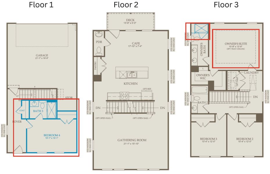 2D floor plan layout of this home in Huxley, Apex, NC (Image 3).