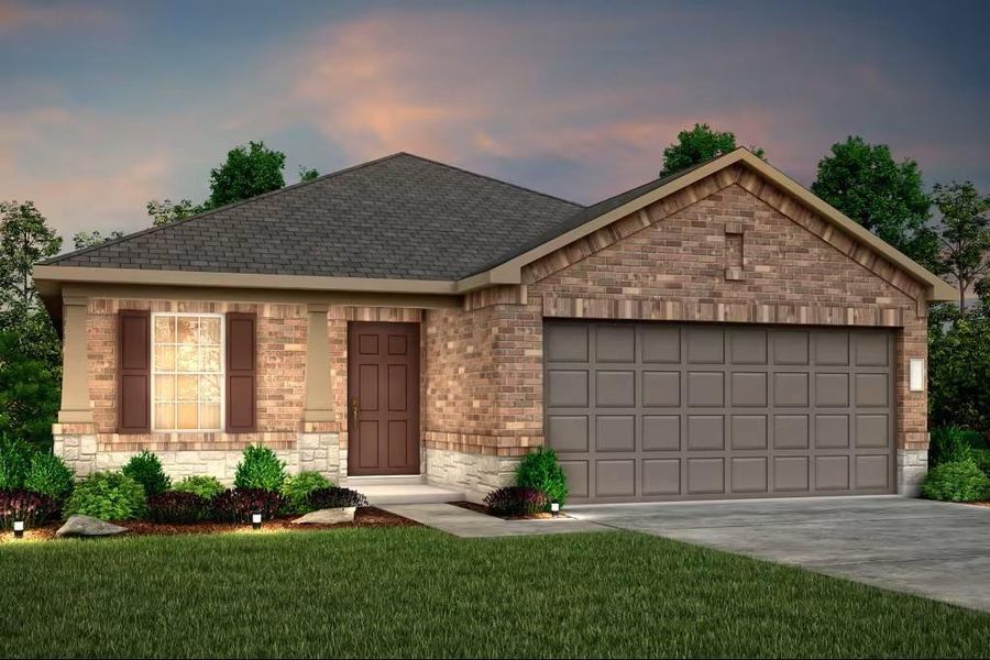 Front exterior of a new home in Mavera, Conroe, TX, highlighting curb appeal (Image 1). Front exterior of a new home in Mavera, Conroe, TX, highlighting curb appeal (Image 1).