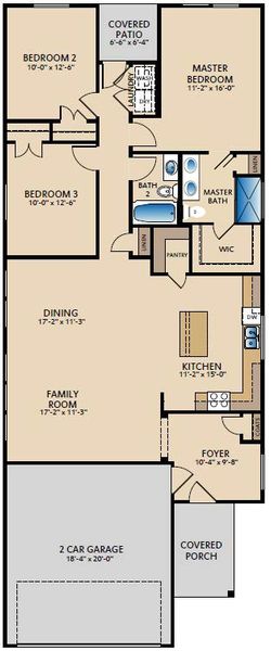 2D floor plan layout for the Austin by Pacesetter Homes in Blanco Vista, San Marcos, TX (Image 3).