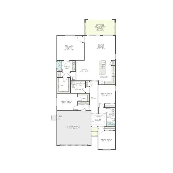 2D floor plan layout for the Catalina Plan 3510 by Tri Pointe Homes in Arietta at Soleo, Queen Creek, AZ (Image 3).
