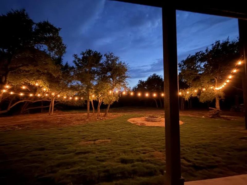 String lights give the yard a nice glow at night! String lights give the yard a nice glow at night!