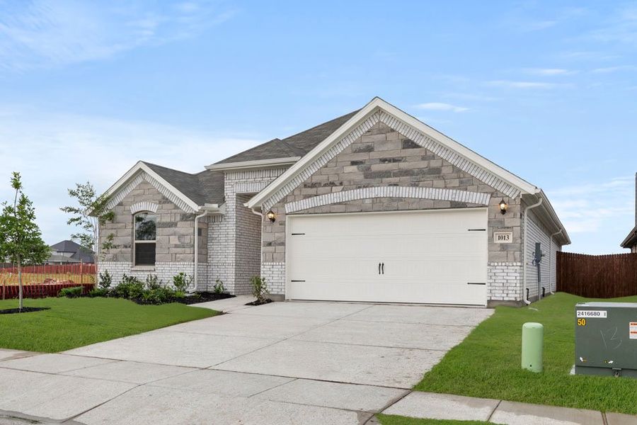 Representative exterior photo of a completed home built from the Chester by Impression Homes in Mercer Meadows, Royse City, TX (Image 2). Representative exterior photo of a completed home built from the Chester by Impression Homes in Mercer Meadows, Royse City, TX (Image 2).