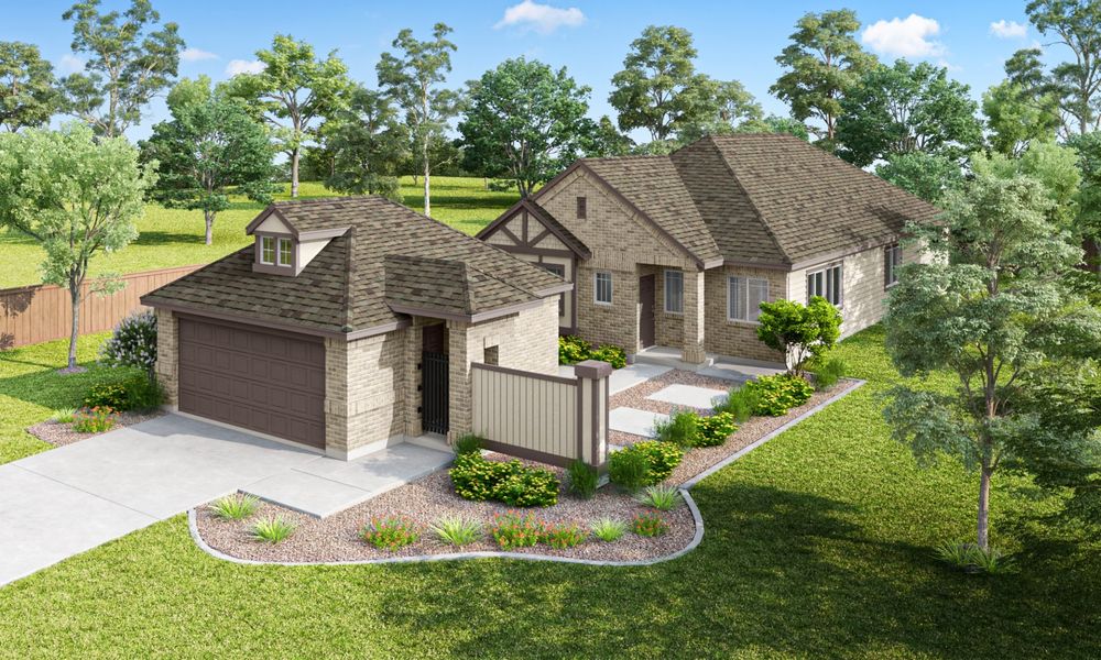 Representative exterior photo of a completed home built from the Aston Park by Pacesetter Homes in Keeneland, Aubrey, TX (Image 1).