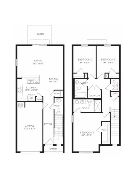 2D floor plan layout of this home in Towns at Summit, Deland, FL (Image 2). 2D floor plan layout of this home in Towns at Summit, Deland, FL (Image 2).