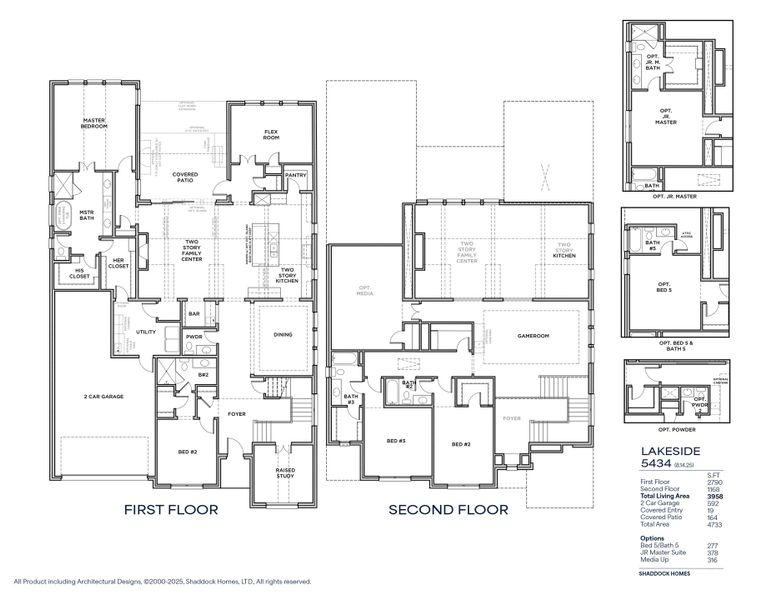 2D floor plan layout for the Lakeside - SH 5434 by Shaddock Homes in High Plains at Furst Ranch, Bartonville, TX (Image 3).