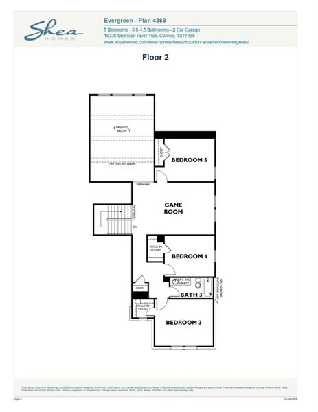2D floor plan layout of this home in Evergreen 55', Conroe, TX (Image 5). 2D floor plan layout of this home in Evergreen 55', Conroe, TX (Image 5).