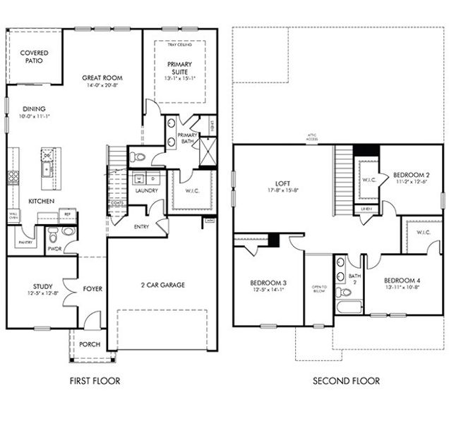 2D floor plan layout of this home in Oak Manor - Signature Series, Garner, NC (Image 2).
