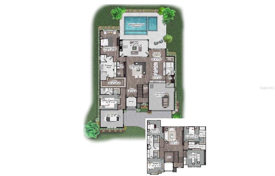 2D floor plan layout of this home in Lake Sheen Sound, Orlando, FL (Image 5).