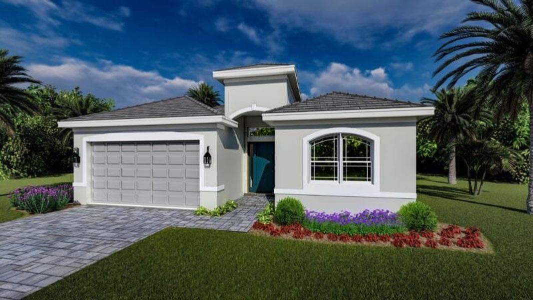 Representative exterior photo of a completed home built from the Bermuda by Medallion Home in The Willows, Parrish, FL (Image 2).