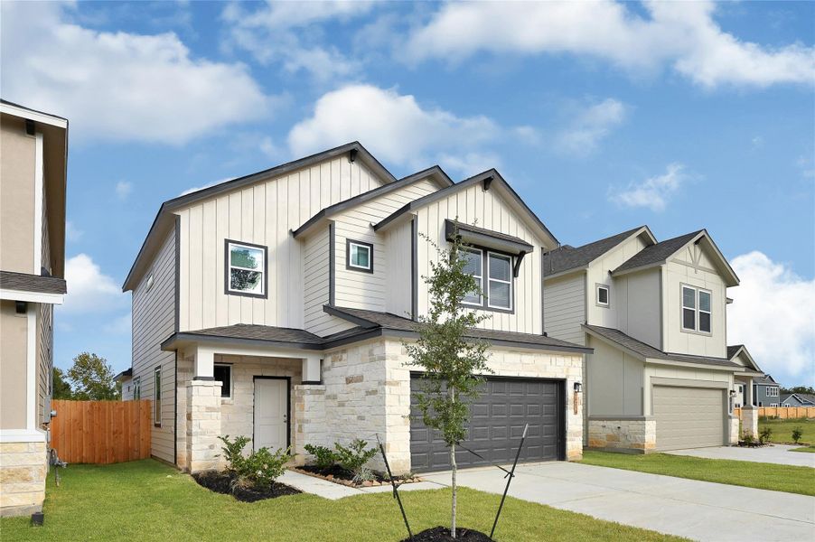 Front exterior of a new home in Aldine Pines, Houston, TX, highlighting curb appeal (Image 2).