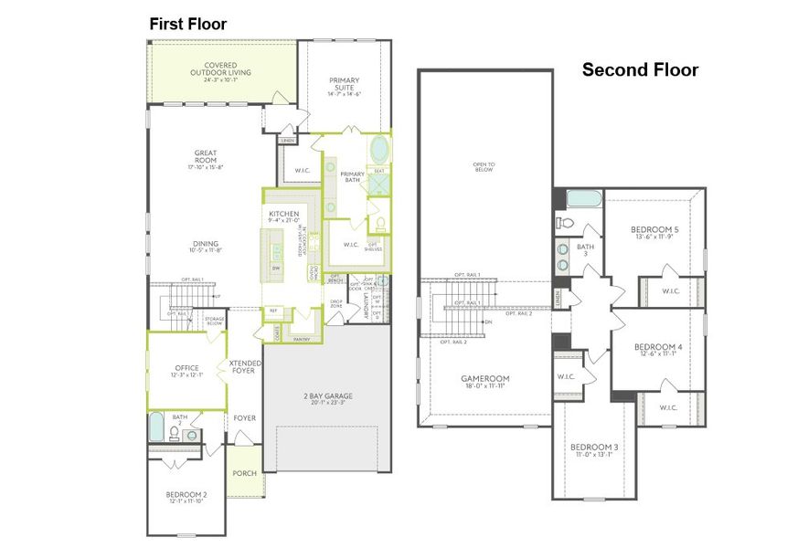 2D floor plan layout of this home in Discovery Collection at The Meadows, Denton, TX (Image 3). 2D floor plan layout of this home in Discovery Collection at The Meadows, Denton, TX (Image 3).