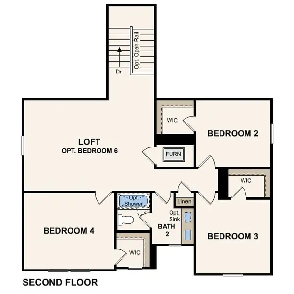 2D floor plan layout for the Savannah by Century Communities in Crosswinds, Niederwald, TX (Image 4).