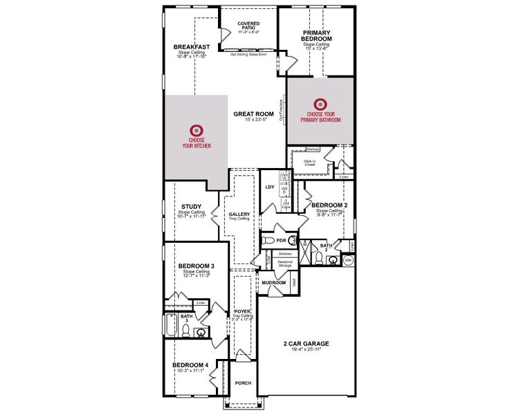 2D floor plan layout of this home in Venado Crossing, Cibolo, TX (Image 2).
