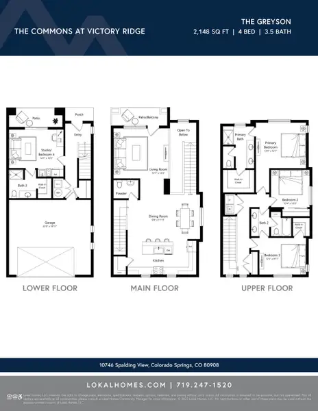 2D floor plan layout for the Greyson by Lokal Homes in The Commons at Victory Ridge, Colorado Springs, CO (Image 2).