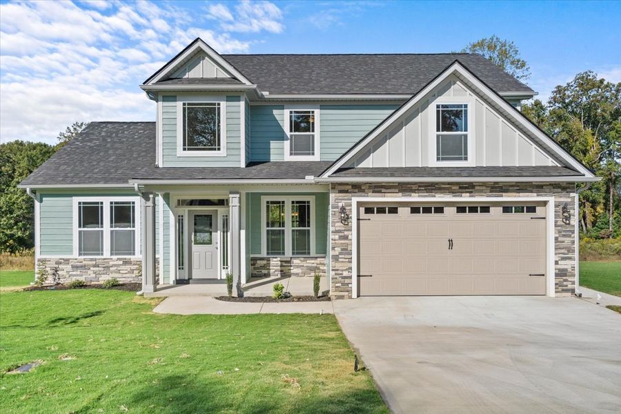 Representative exterior photo of a completed home built from the Enory by Enchanted Homes in Messer Farms, Inman, SC (Image 1). Representative exterior photo of a completed home built from the Enory by Enchanted Homes in Messer Farms, Inman, SC (Image 1).