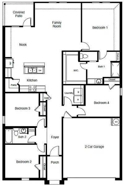 2D floor plan layout of this home in Rosewood at Beltmill, Fort Worth, TX (Image 3).