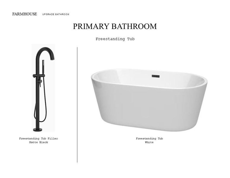 Farmhouse Look Palette 4: Primary Bathroom Selection Sheet (*Artist rendering used for illustration purposes only.)