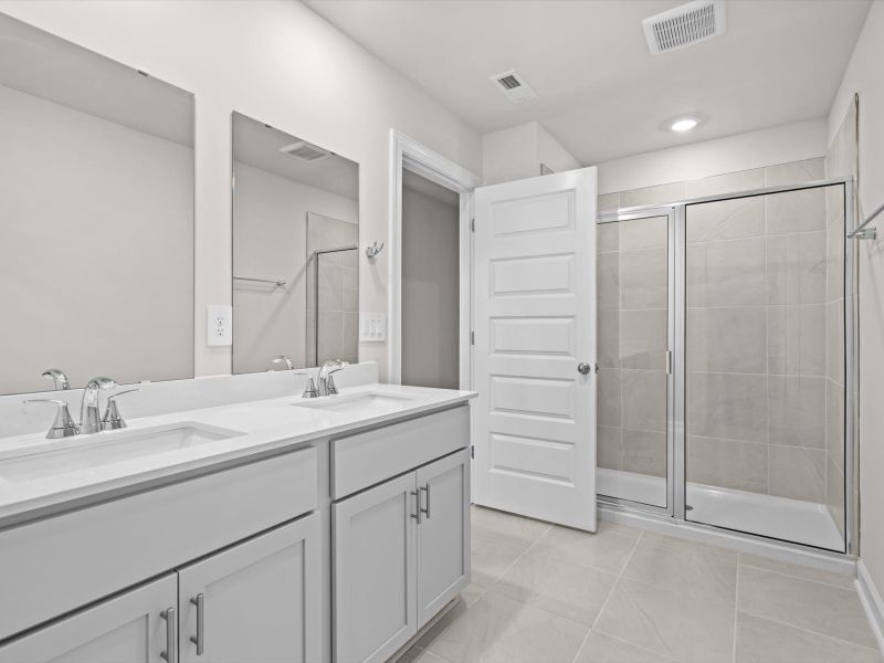 Furnished interior view inside a new home in Crossing at Abner Creek Townes, Greer (Image 8).