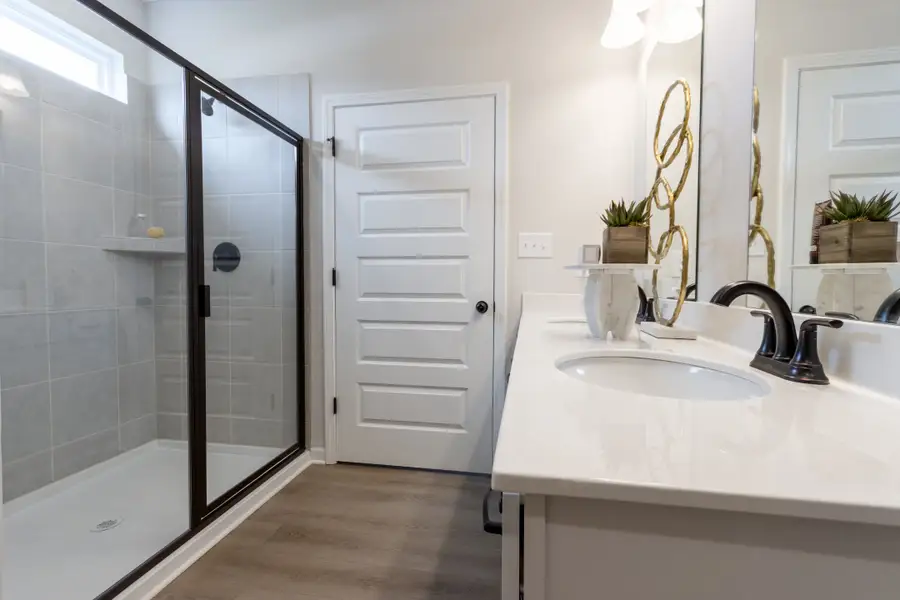 Bradley F with Bonus at Cobblestone Crossing Commons | Owner’s Bath Tiled Shower and Vanity Bradley F with Bonus at Cobblestone Crossing Commons | Owner’s Bath Tiled Shower and Vanity