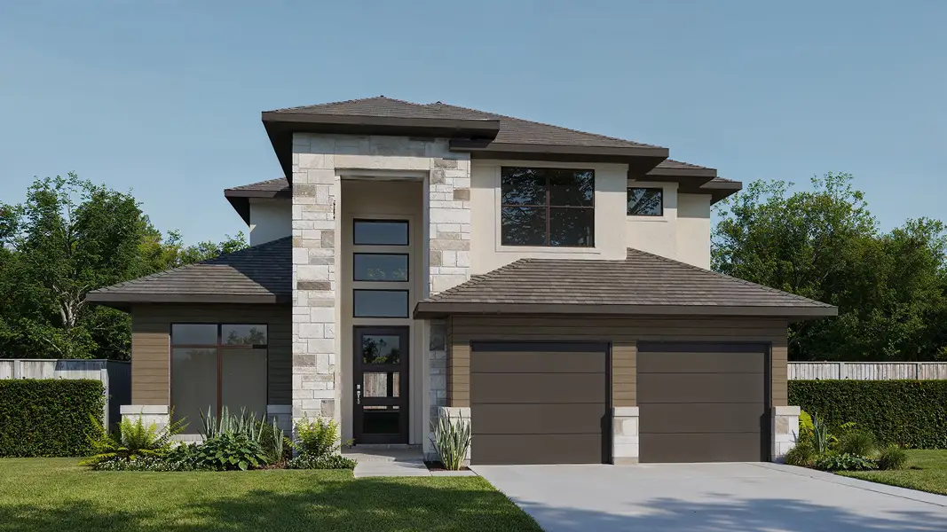 Representative exterior photo of a completed home built from the 2796W by Perry Homes in Stonecreek Estates 50', Richmond, TX (Image 5).