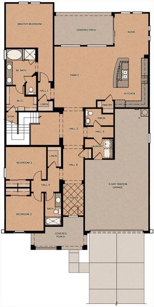 2D floor plan layout for the Rockaway w/Loft by Fulton Homes in North Shore at Promenade, Queen Creek, AZ (Image 3).