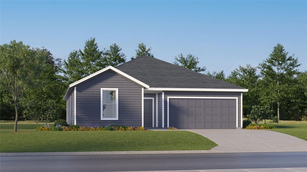 Front exterior of a new home in Woodfield Preserve, Georgetown, TX, highlighting curb appeal (Image 22). Front exterior of a new home in Woodfield Preserve, Georgetown, TX, highlighting curb appeal (Image 22).