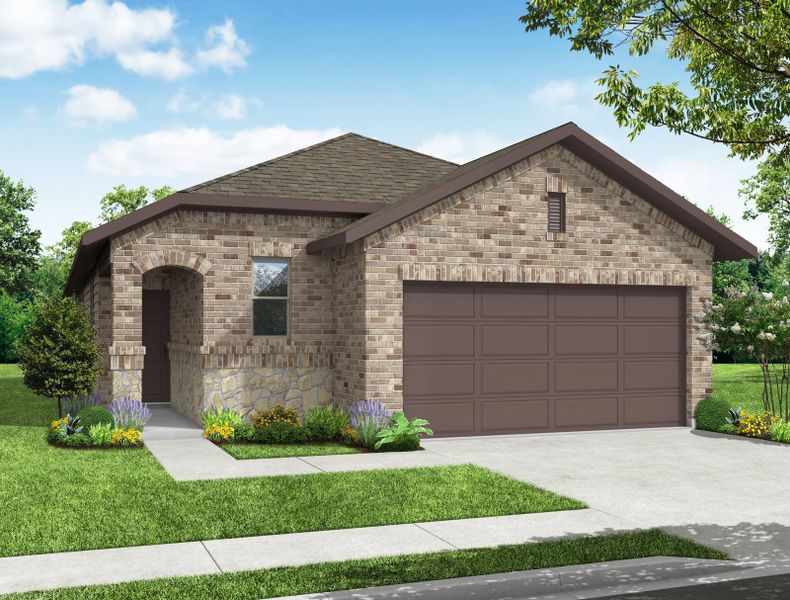 Representative exterior photo of a completed home built from the Mesquite by Impression Homes in Creekside Ranch, Blue Ridge, TX (Image 6). Representative exterior photo of a completed home built from the Mesquite by Impression Homes in Creekside Ranch, Blue Ridge, TX (Image 6).