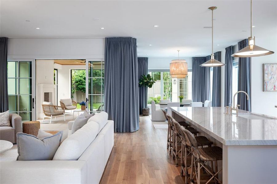 Gourmet eat-in kitchen and adjacent family room