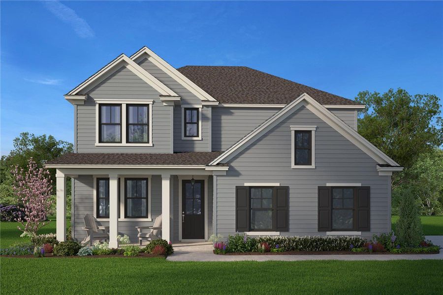 Front exterior of a new home in Montague Lakes, Easley, SC, highlighting curb appeal (Image 1). Front exterior of a new home in Montague Lakes, Easley, SC, highlighting curb appeal (Image 1).