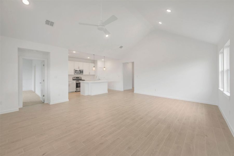 Impressive great room and dining area